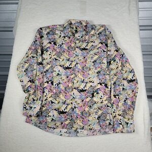 Alan Flusser Button Down Shirt Mens XXL Multicolor Psychedelic Paisley Cotton LS